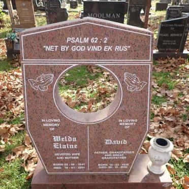 MERWE David, van der 1938-2020 &amp; Welda Elaine 1941-2001