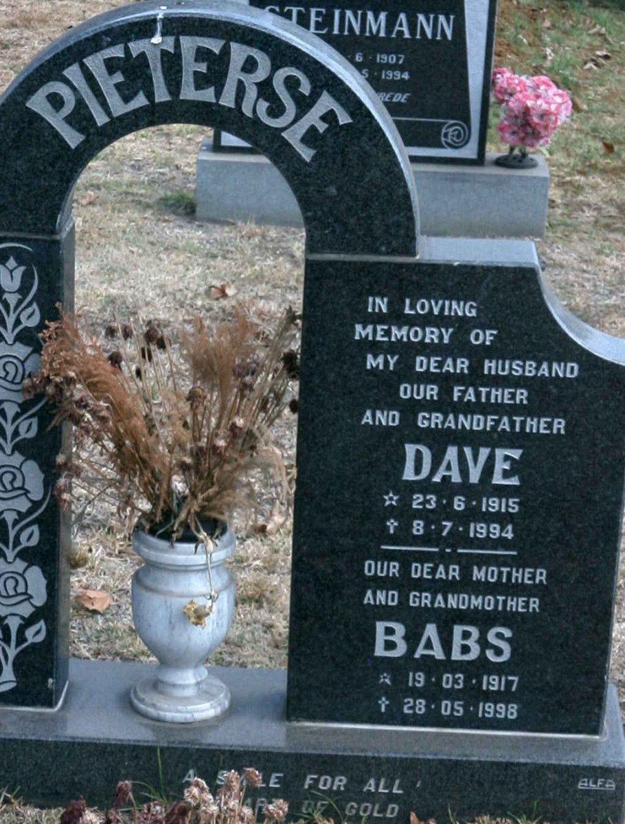 PIETERSE Dave 1915-1994 &amp; Babs 1917-1998