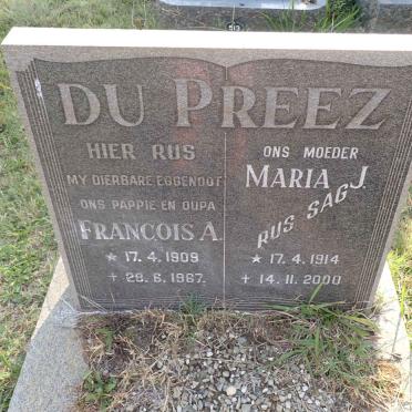 PREEZ Francois A., du 1909-1967 &amp; Maria J. 1914-2000