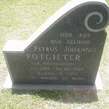 POTGIETER Petrus Johannes nee NIEWENHUIZEN 1899-1969
