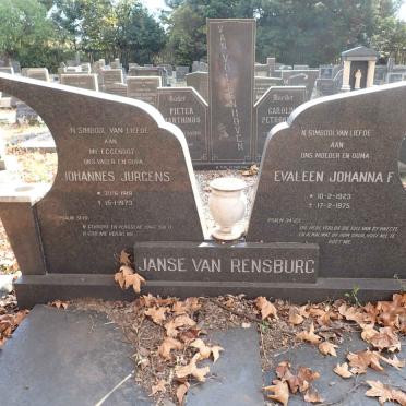 RENSBURG Johannes Jurgens, Janse van 1919-1973 &amp; Evaleen Johanna F. 1923-1975