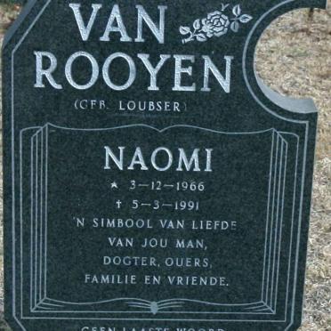 ROOYEN Naomi, van nee LOUBSER 1966-1991
