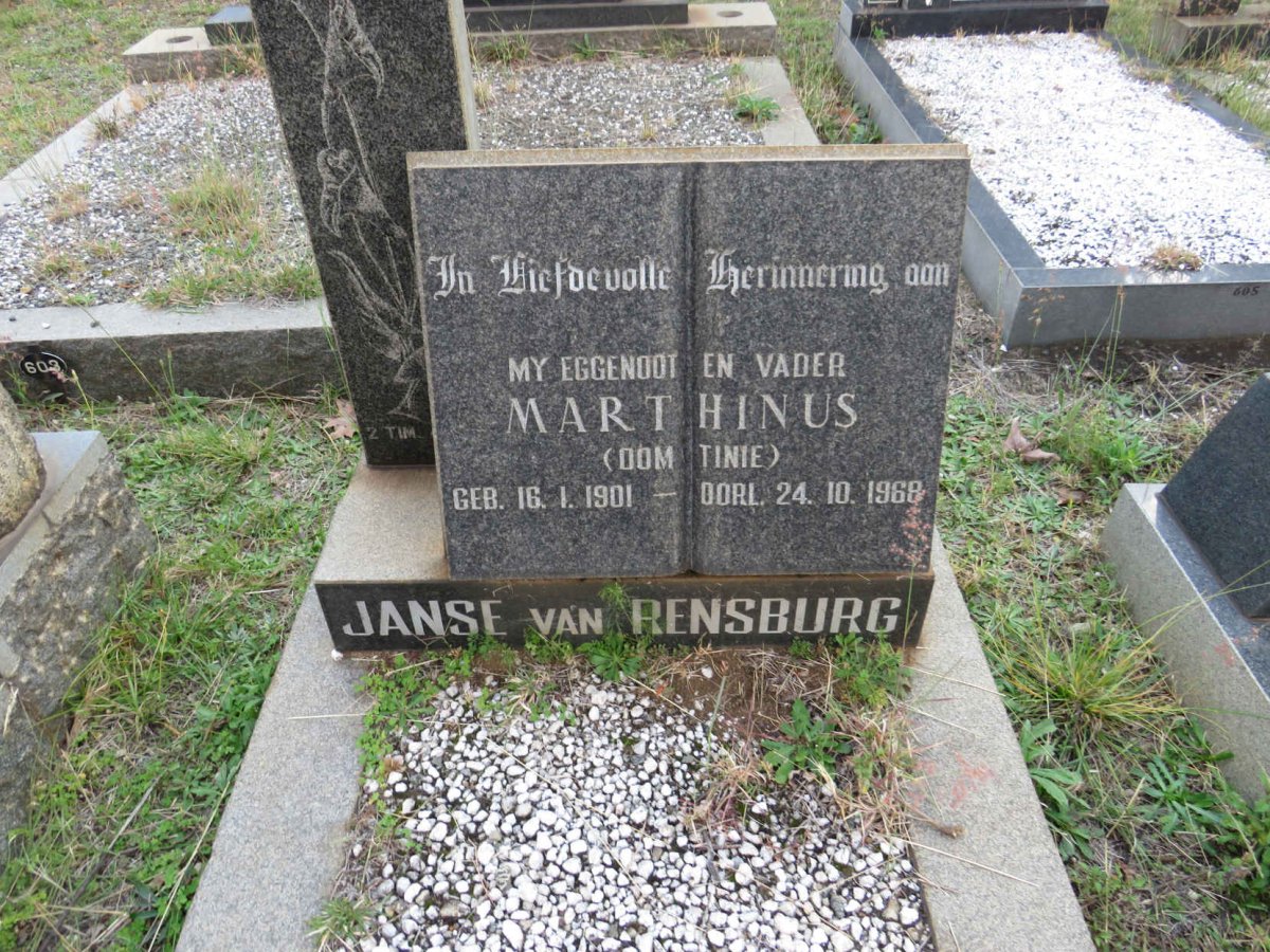 RENSBURG Marthinus, JANSE VAN 1901-1968