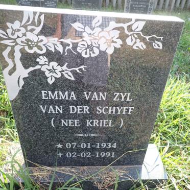 SCHYFF Emma, van der, VAN ZYL nee KRIEL 1934-1991