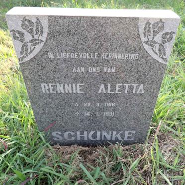 SCHUNKE Rennie Aletta 1916-1991