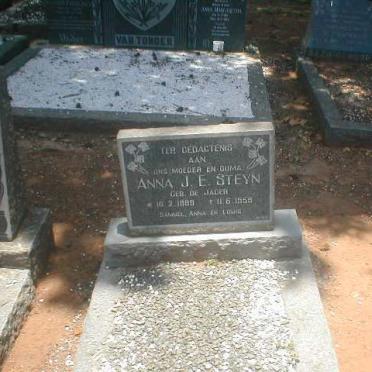 STEYN Anna J.E. nee DE JAGER  1889-1959