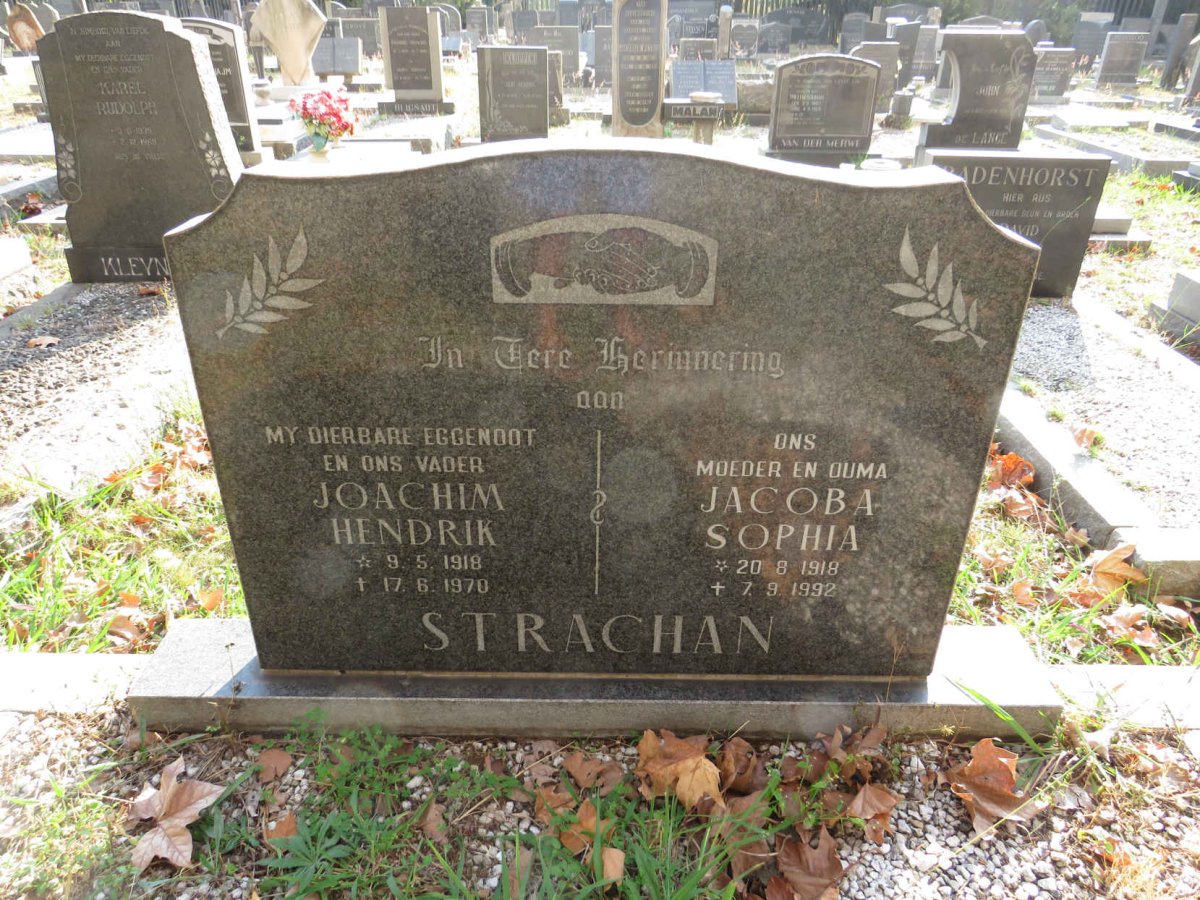 STRACHAN Joachim Hendrik 1918-1970 &amp; Jacoba Sophia 1918-1992