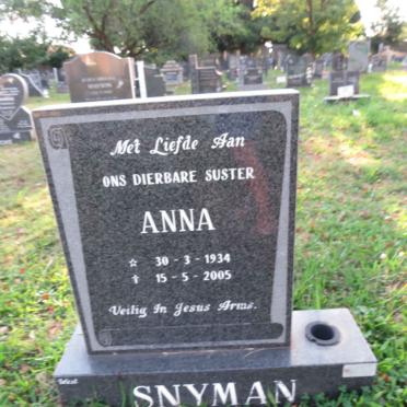 SNYMAN Anna 1934-2005