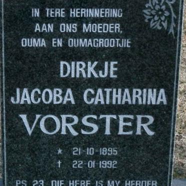 VORSTER Dirkje Jacoba Catharina 1895-1992