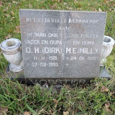 VORSTER D.H. 1921-1995 &amp; M.E. 1926