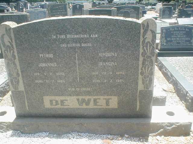 WET Petrus Johannes, de 1883-1964 &amp; Hendrina Francina 1896-1964