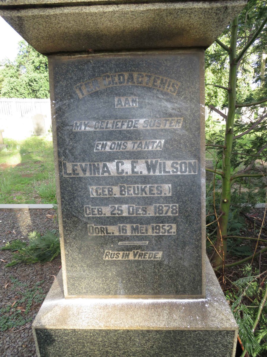 WILSON Levina C.E. nee BEUKES 1878-1952