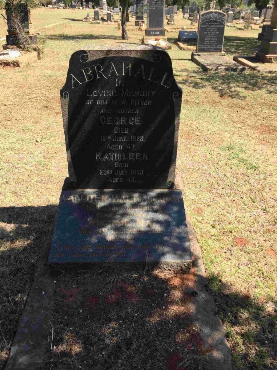 ABRAHALL George -1928 &amp; Kathleen -1933 :: VAN DER WALT Winsome May nee ABRAHALL -1951
