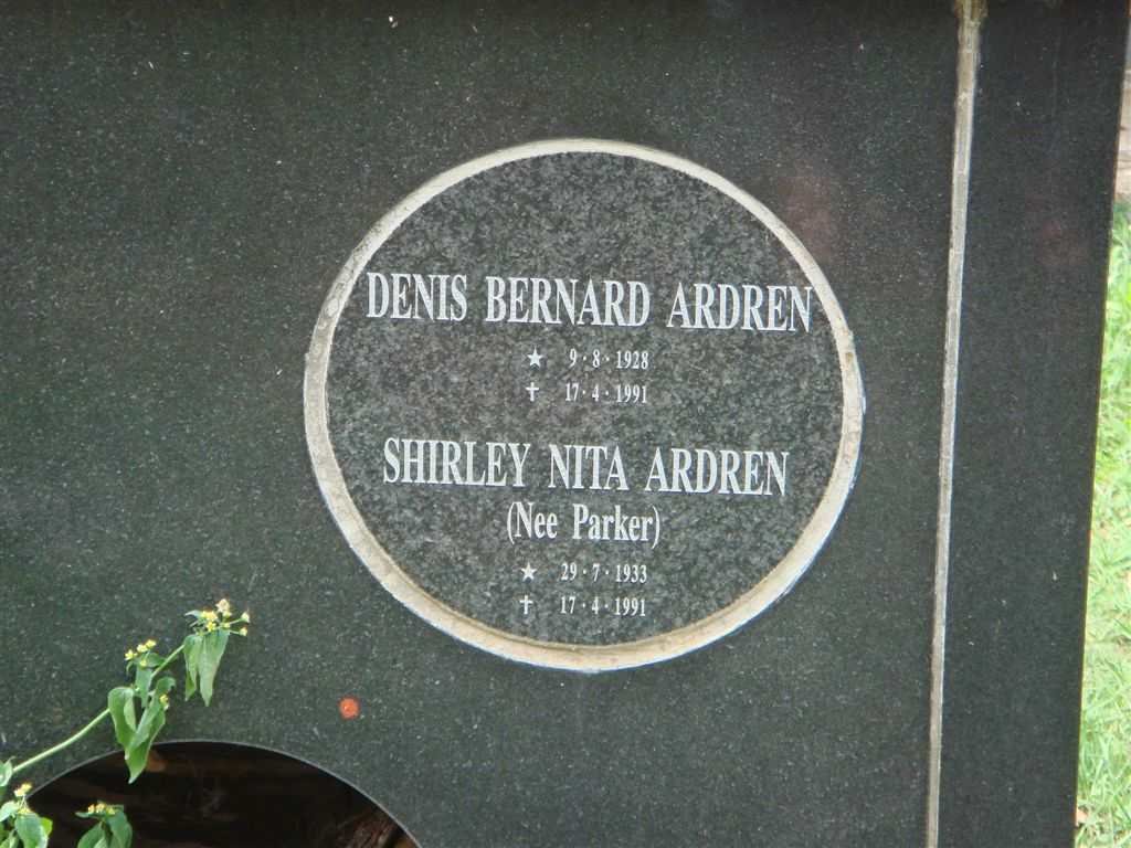 ARDREN Denis Bernard 1928-1991 &amp; Shirley Nita PARKER 1933-1991