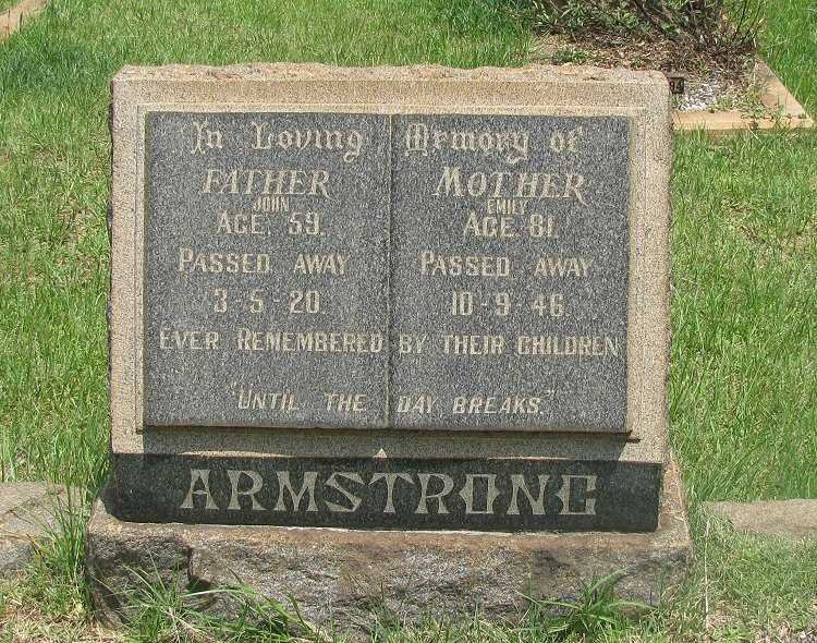 ARMSTRONG John -1920 &amp; Emily 1946