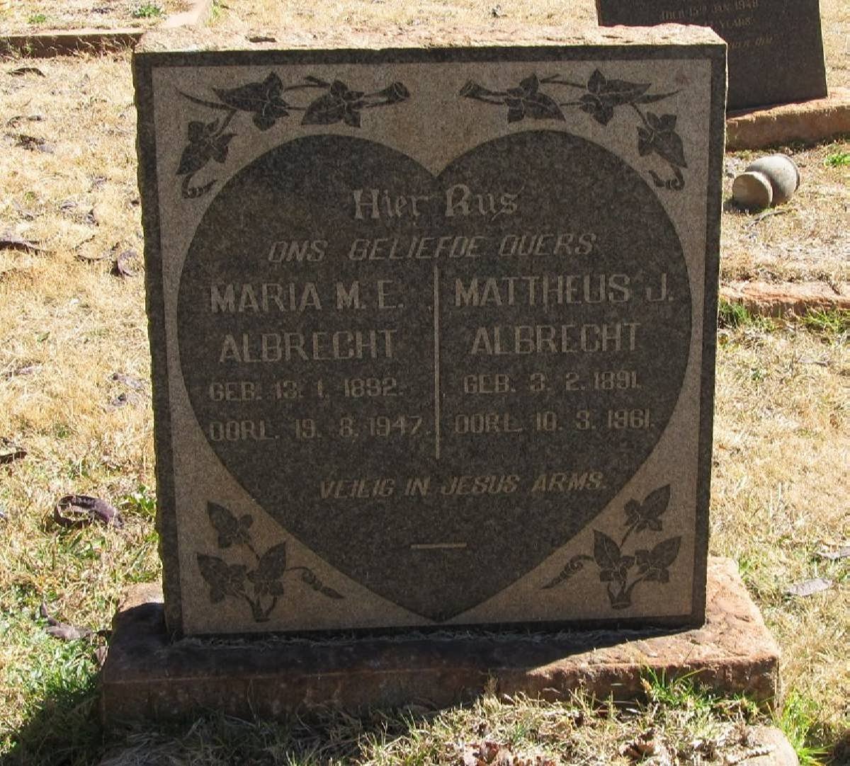 ALBRECHT Mattheus J. 1891-1961 &amp; Maria M.E. 1882-1947