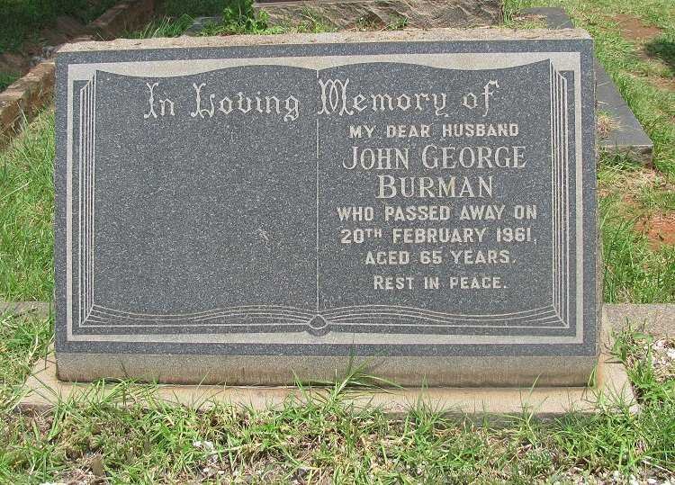 BURMAN John George -1961