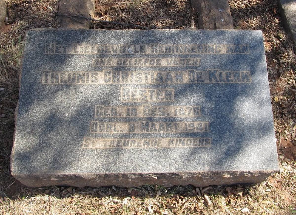 BESTER Theunis Christiaan de Klerk 1870-1941