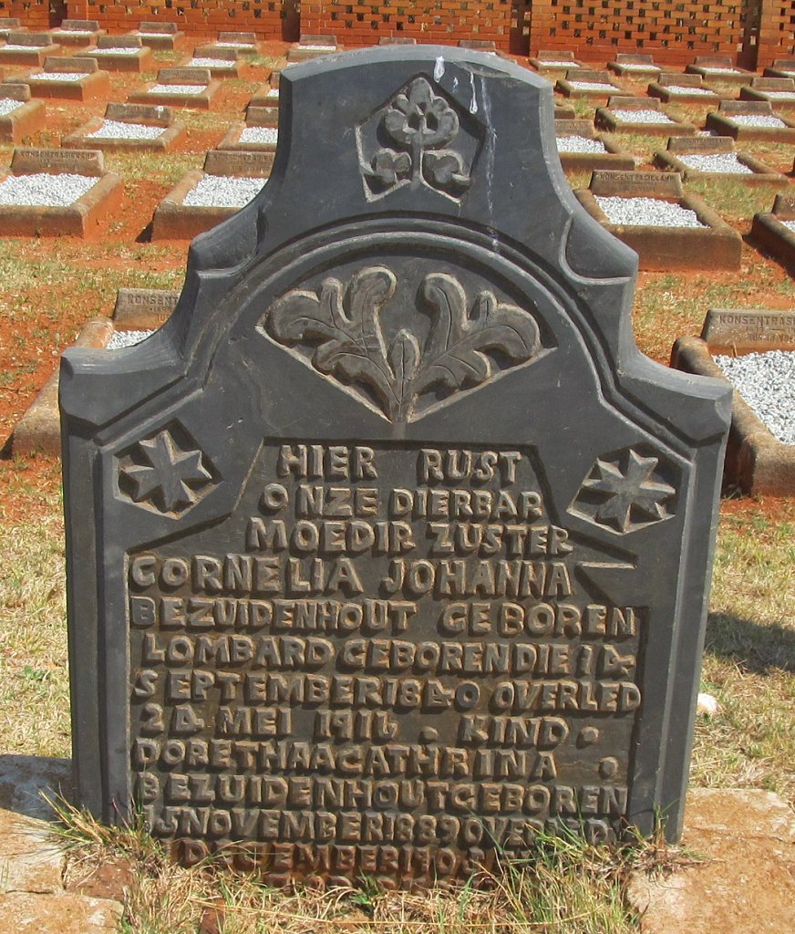 BEZUIDENHOUT Cornelia Johanna nee LOMBARD 1840-1916 :: BEZUIDENHOUT Doretha Cathrina 1889-190?