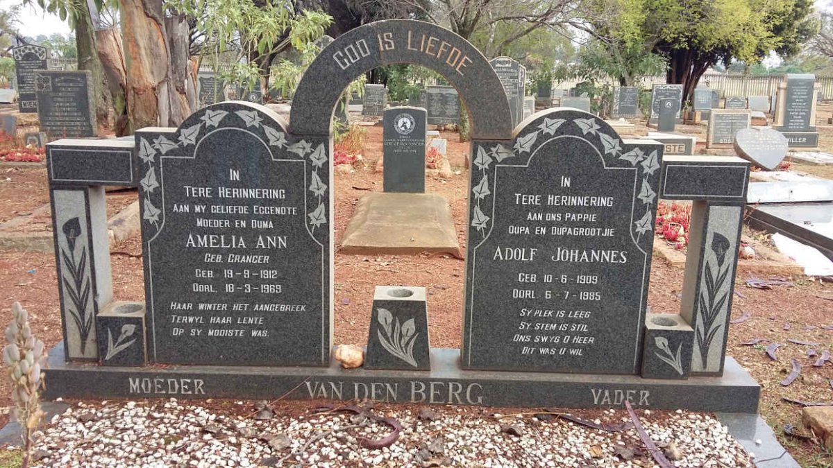 BERG Adolf Johannes, van den 1909-1985 &amp; Amelia Ann GRANGER 1912-1969