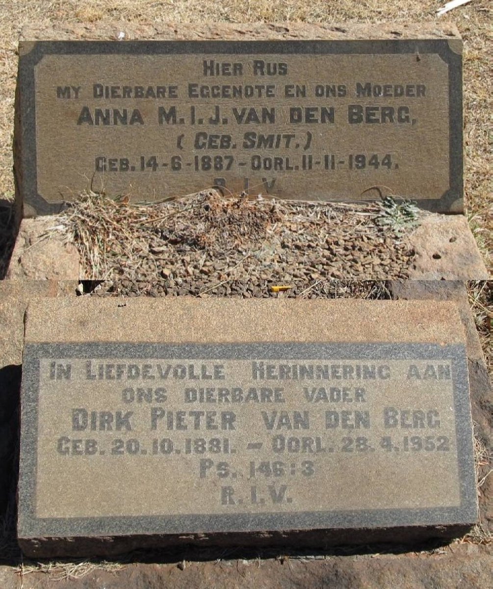 BERG Dirk Pieter, van den 1881-1952 &amp; Anna M.I.J. SMIT 1887-1944