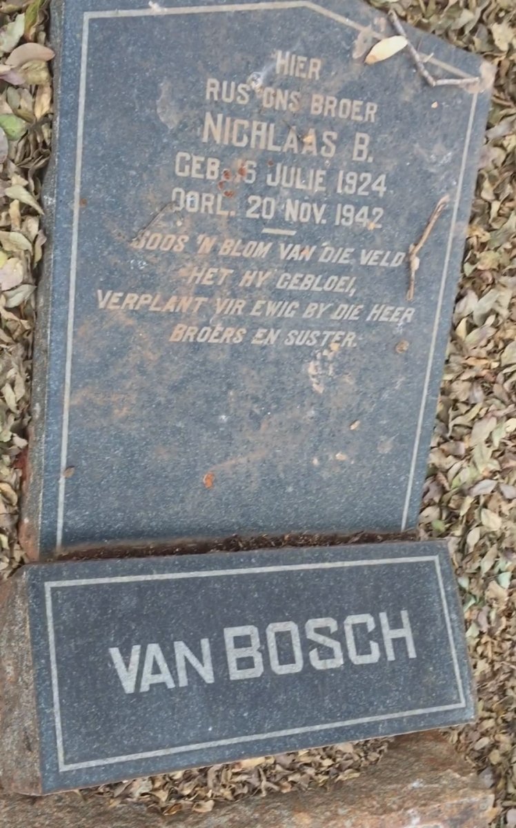 BOSCH Nichlaas B., van 1924-1942