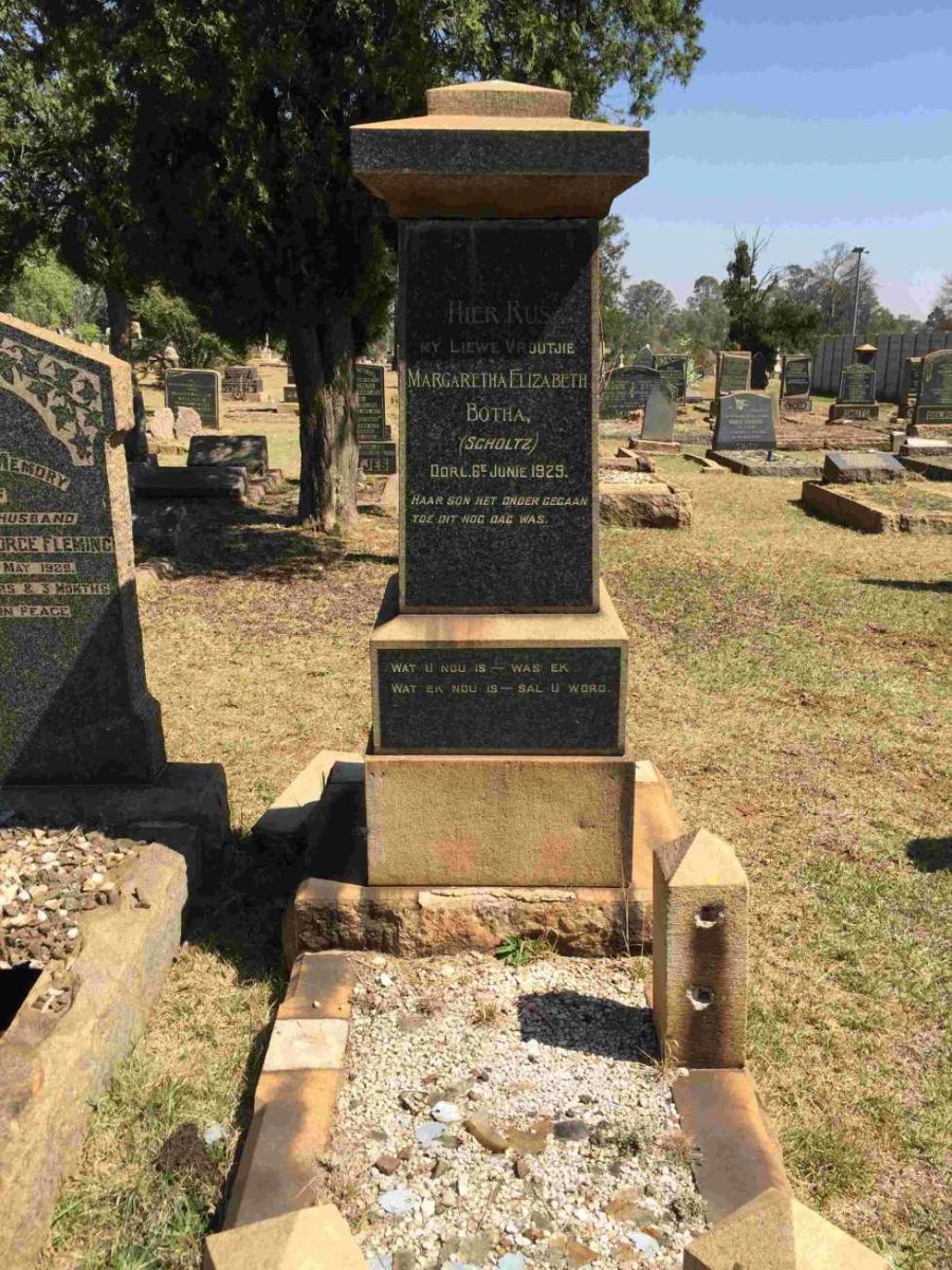 BOTHA Margaretha Elizabeth nee SCHOLTZ -1929