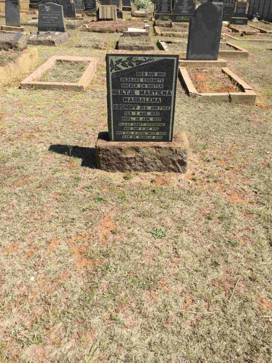 BOSHOFF Heiltje Martiena Magdalena nee COETZEE 1893-1929
