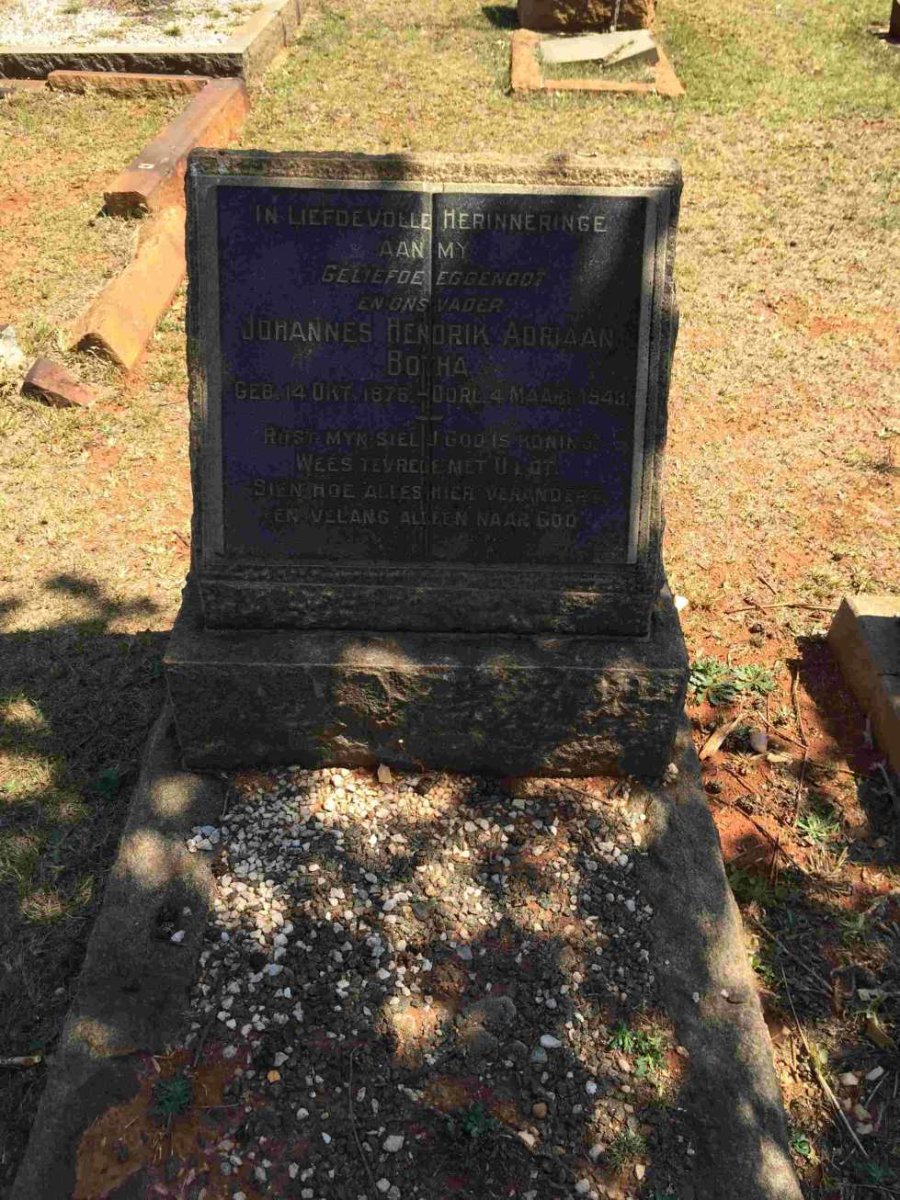 BOTHA Johannes Hendrik Adriaan 1876-1943