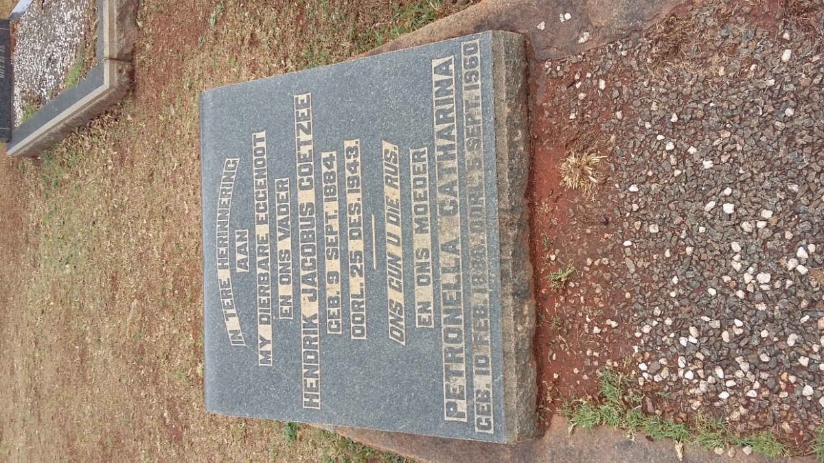 COETZEE Hendrik Jacobus 1884-1943 &amp; Petronella Catharina 1888-1960
