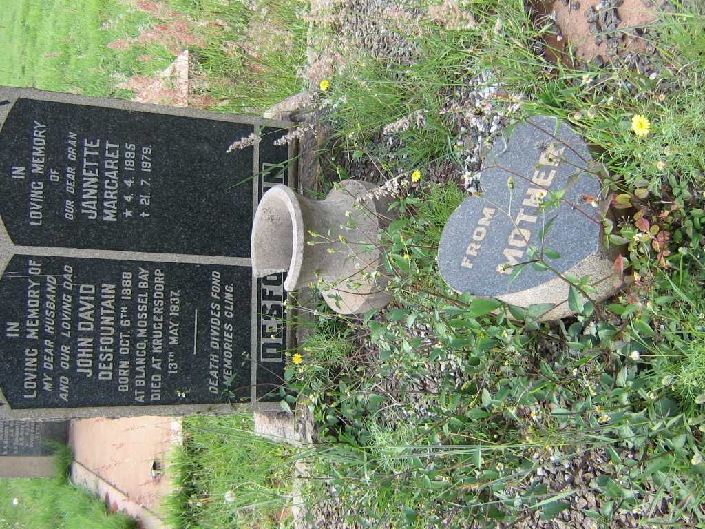 DESFOUNTAIN John David 1888-1937 &amp; Jannette Margaret 1895-1979