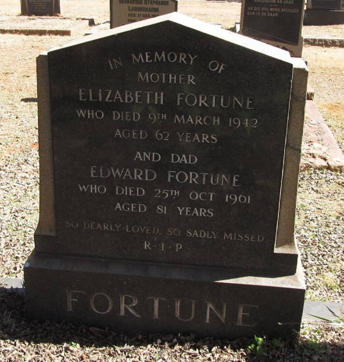 FORTUNE Edward -1961 &amp; Elizabeth -1942