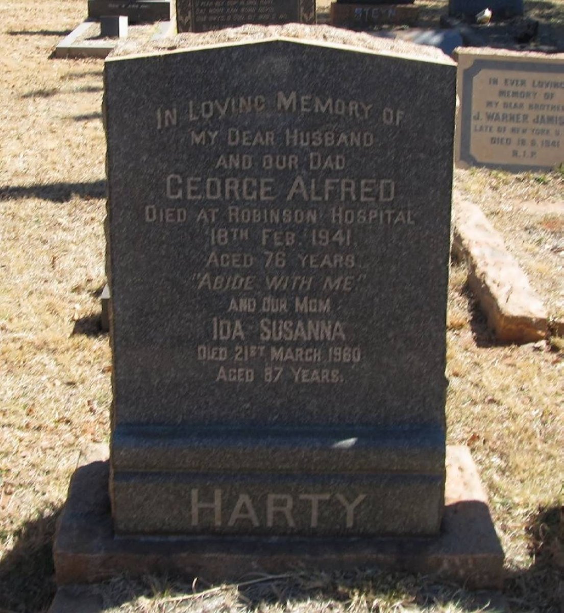 HARTY George Alfred  -1941 &amp; Ida Susanna -1960
