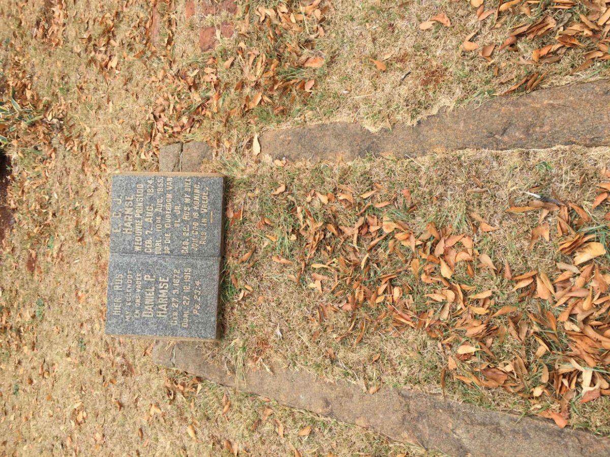 HARMSE Daniel P. 1872-1915 &amp; E.C.J. PRINSLOO voorheen HARMSE 1874-1958