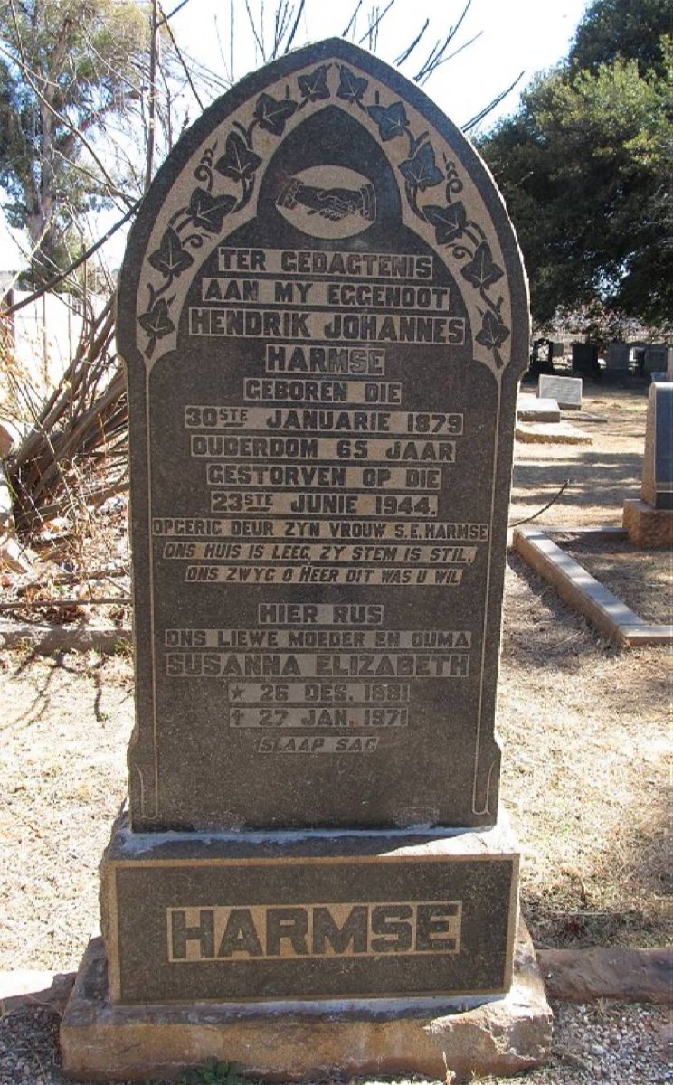 HARMSE Hendrik Johannes 1879-1944 &amp; Susanna Elizabeth 1881-1971