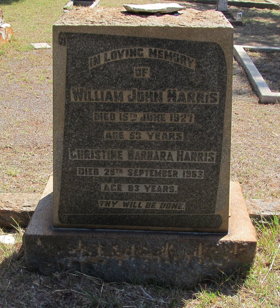 HARRIS William John -1927 &amp; Christine Barbara -1963