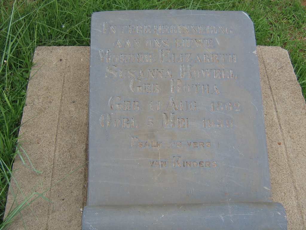 HOWELL Elizabeth Susanna nee BOTHA 1862-1939