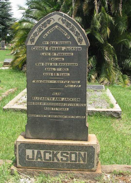 JACKSON George Edward -1921 Elizabeth Ann -1925