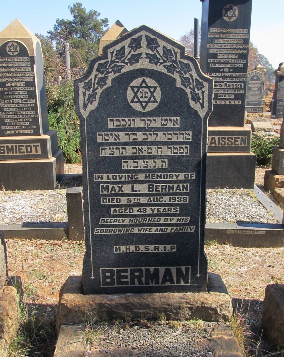 BERMAN Max L. -1938