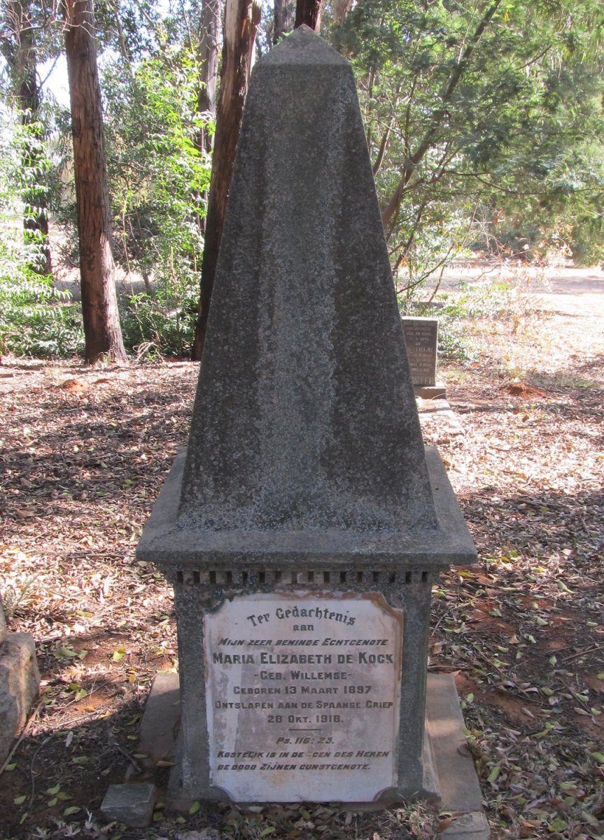 KOCK Maria Elizabeth, de nee WILLEMSE 1897-1918