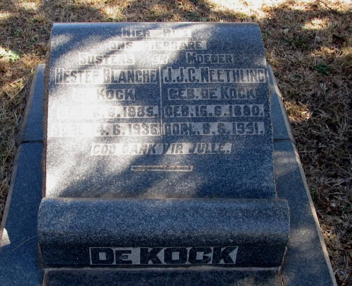 KOCK Hester Blanche, de 1885-1936 :: NEETHLING J.J.G. nee de KOCK 1880-1951