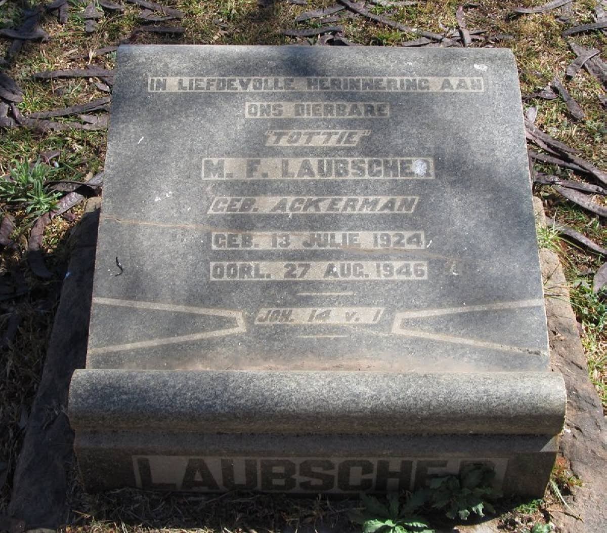 LAUBSCHER M.F. nee ACKERMAN 1924-1946