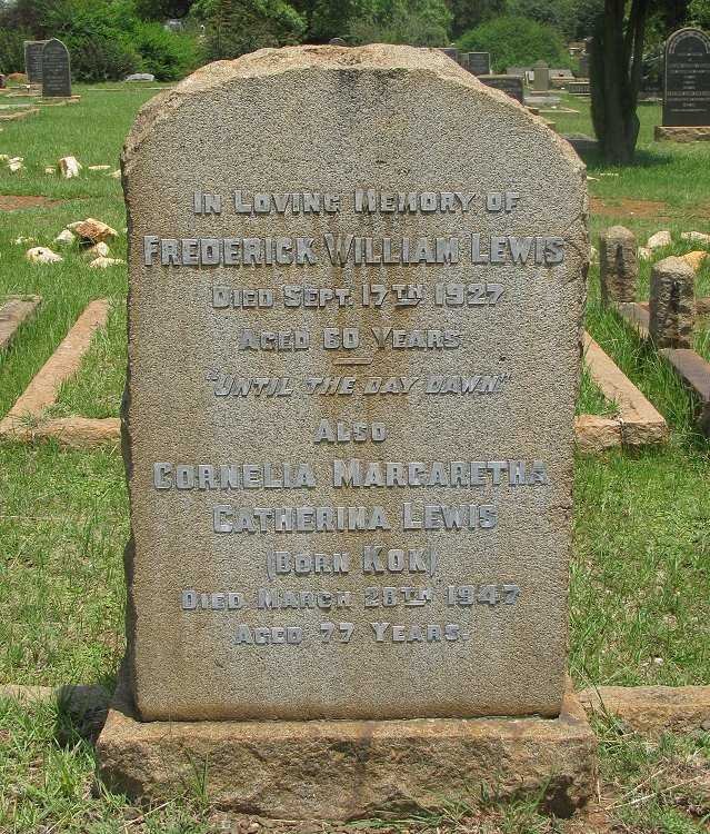 LEWIS Frederick William -1927 Cornelia Margaretha Catherina KOK -1947