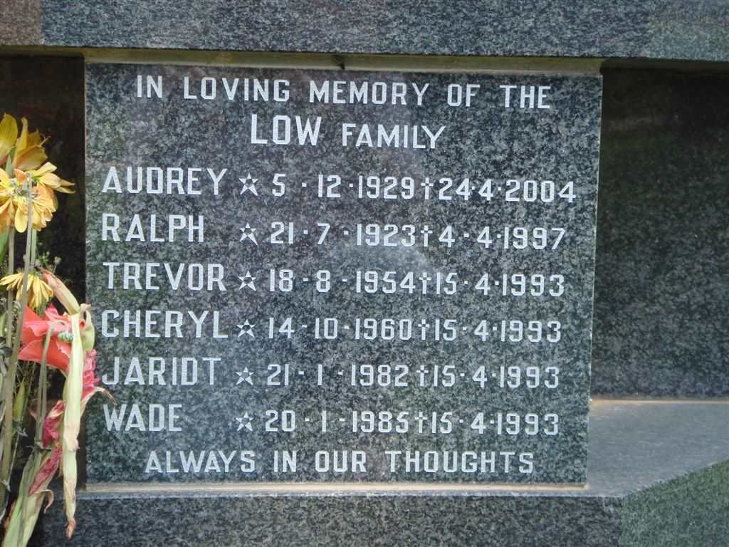 LOW Ralph 1923-1997 &amp; Audrey 1929-2004 :: LOW Trevor 1954-1993 &amp; Cheryl 1960-1993