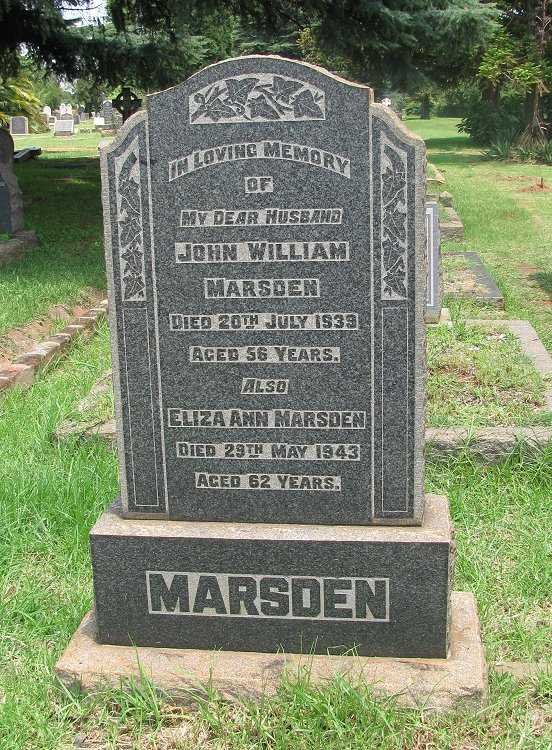 MARSDEN John William -1939 &amp; Eliza Ann -1943
