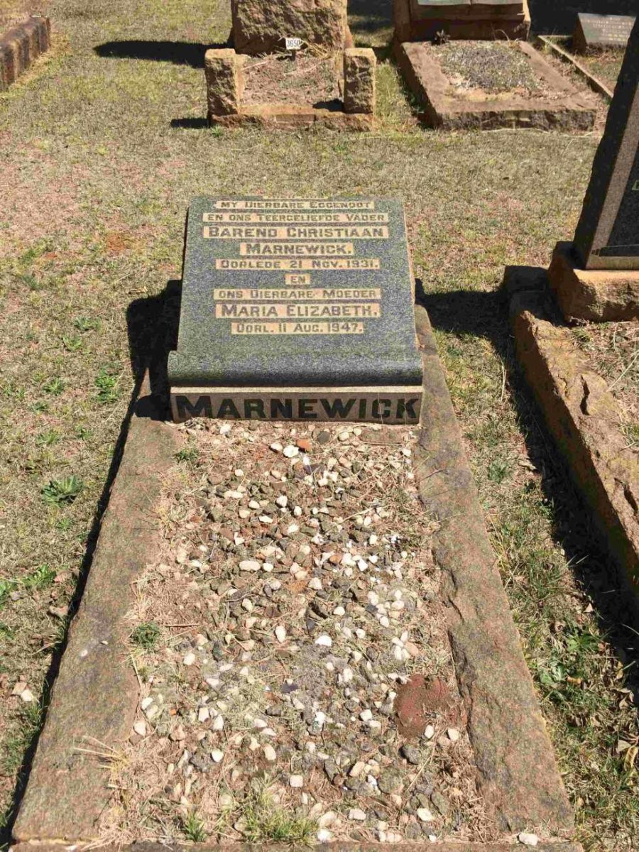 MARNEWICK Barend Christiaan -1931 &amp; Maria Elizabeth -1947