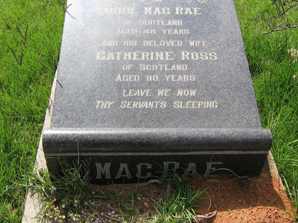 MAC RAE John &amp; Catherine ROSS