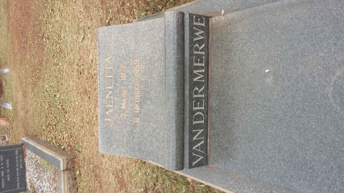 MERWE Jaenetta, van der 1872-1959