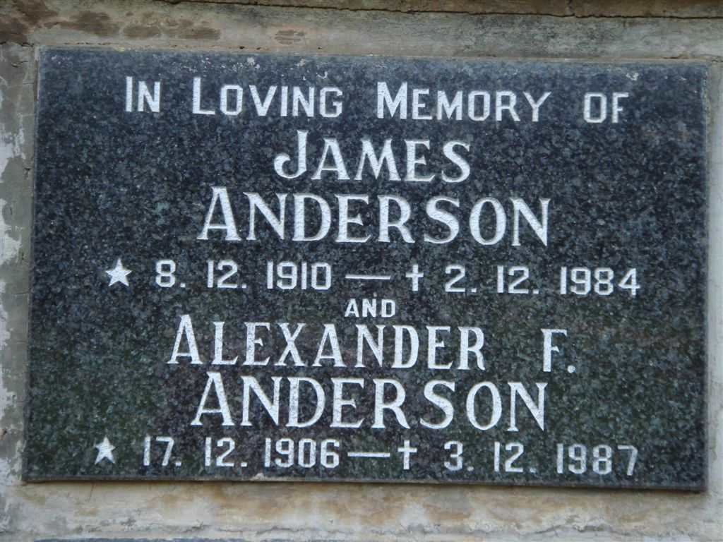 ANDERSON James 1910-1984 :: ANDERSON Alexander F. 1906-1987