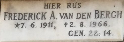 BERGH Frederick A., van den 1911-1966